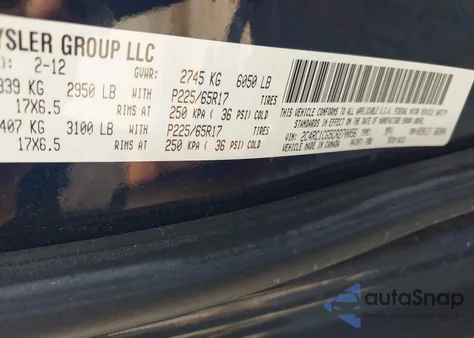 2012 Chrysler Town & Country Touring-L z USA, uszkodzony, nr VIN 2C4RC1CG5CR270056